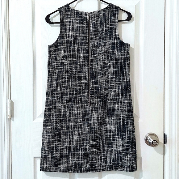 Loft Tweed Mini Sheath Dress with faux leather Trim Pockets - Picture 3 of 5